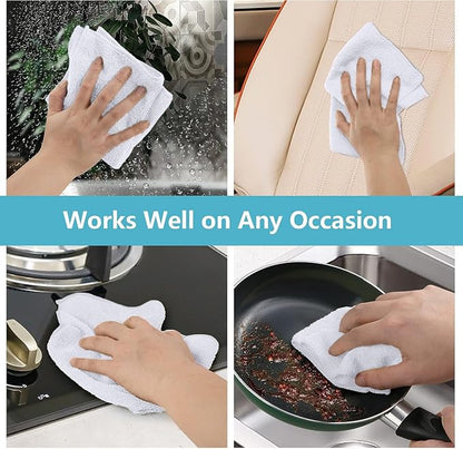 HOMEXCEL White Microfiber Cleaning Cloth 400 Pack, Microfiber Towel for Cars, Lint Free, Scratch-Free, Highly Absorbent, and Cleaning Rags for House, Window and Glass, Cars, TV Screen 11.5 X11.5 inch