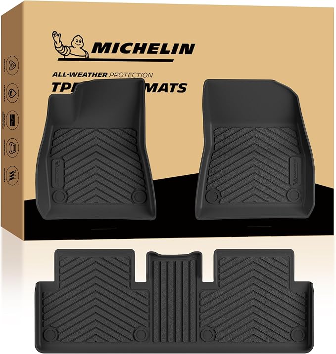 Michelin Vehicle Mat, All-Weather TPE Custom Fit Liner for Tesla Model 3 Floor Mats 2017-2023 (3 Piece), Premier B