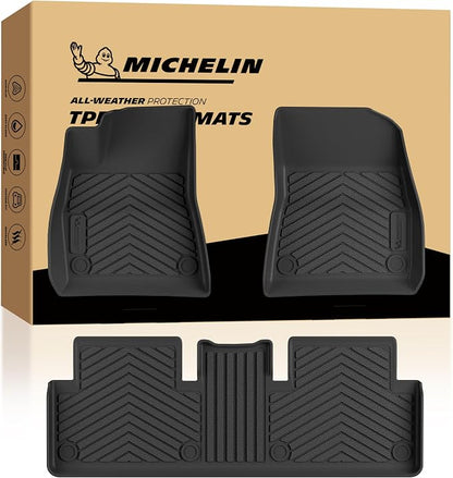 Michelin Vehicle Mat, All-Weather TPE Custom Fit Liner for Tesla Model 3 Floor Mats 2017-2023 (3 Piece), Premier B