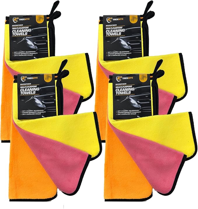 Microfiber Cleaning Cloth Set - Soft & Durable Cleaning Towels with Superior Durability & Reusability (4 Packs, Cleaning Towels, 3 Count)
