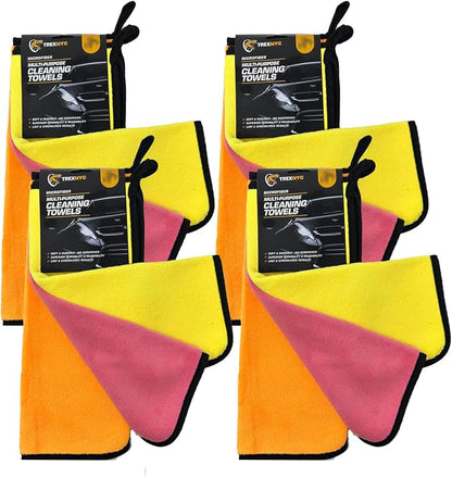 Microfiber Cleaning Cloth Set - Soft & Durable Cleaning Towels with Superior Durability & Reusability (4 Packs, Cleaning Towels, 3 Count)