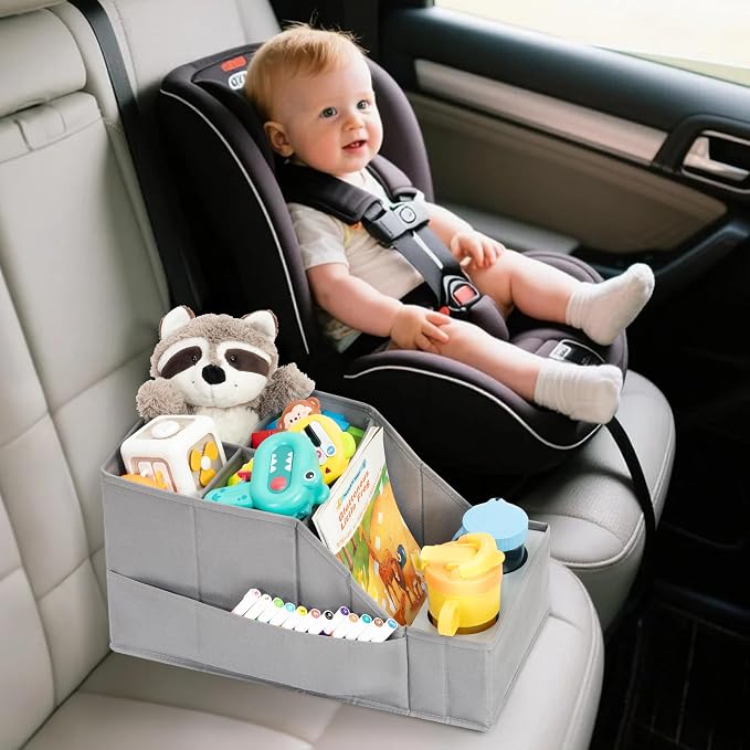 Car Seat Organizer Backseat Front Seat, Car Organizer With 12 Storage Compartments 2 Cup Holders, Snack Storage For Kids Baby, SUV Truck Van Collapsible Storage Bag For Travel, GY