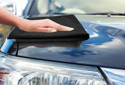 Detailer's Preference Large 320 GSM Microfiber Towels for Car Detailing, Washing, Drying, Ultra Soft Terry Weave, Scratch-Free, Lint-Free, Multi-Surface, Reusable, 16x24 Inch, 12-Pack, Black