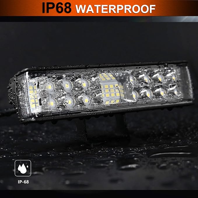 AUTOFEEL Led Light Bar, 7 inch Led Pods Light with 5500LM 6500K White Lighting, 2Pcs 60W Flood Spotlight Fog Beam Combo for Off Road Driving/Night Driving, Compatible with Truck ATV Boat SUV Motorbike