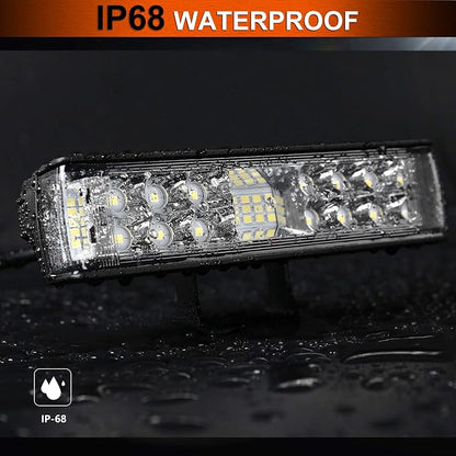 AUTOFEEL Led Light Bar, 7 inch Led Pods Light with 5500LM 6500K White Lighting, 2Pcs 60W Flood Spotlight Fog Beam Combo for Off Road Driving/Night Driving, Compatible with Truck ATV Boat SUV Motorbike