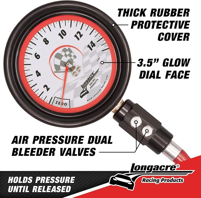 Longacre 52-52011 Magnum 3-1/2 GID Tire Gauge 0-40 by 1/2 lb