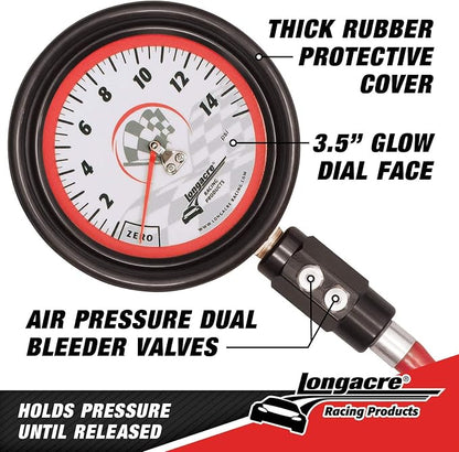 Longacre 52-52011 Magnum 3-1/2 GID Tire Gauge 0-40 by 1/2 lb