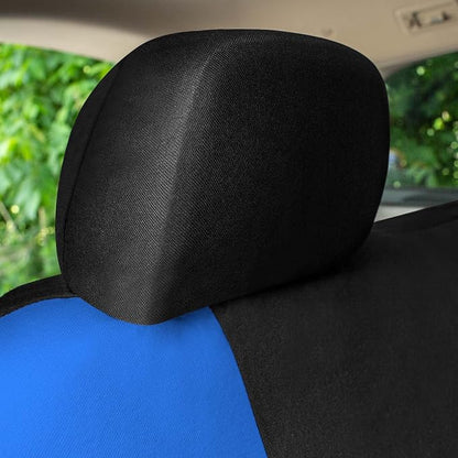 Universal Fit Chevron Flat Cloth Car Seat Covers Full Set - Blue