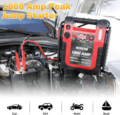 1800 Amp Jump Starter with Air Compressor, acetek Car Battery Jump Starter 260 PSI Tire Inflator, 20000mAh 12V Auto Lead-Acid Battery Booster (Up to 6L Gas or 6L Diesel Engine) with LED Light & USB