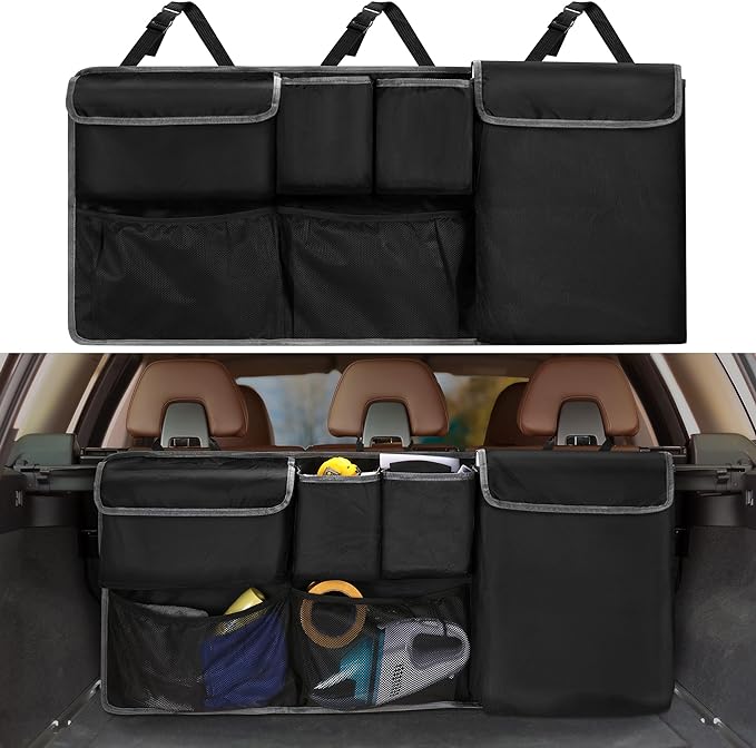 XHRING Car Trunk Organizer Backseat Hanging Storage Bag for Toyota Rav4 4Runner Sienna Highlander Corolla Cross Sequoia Venza Yaris SE XSE LE Hybrid XLE Limited Platinum SUV Accessories 2000-2025 2026