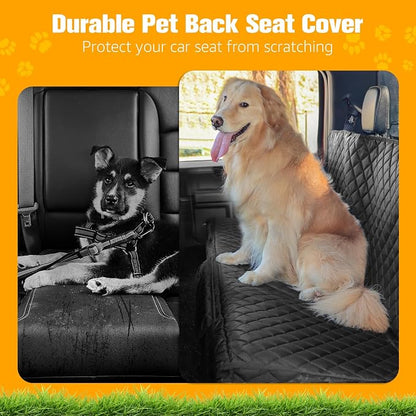 PETICON Dog Car Seat Covers for Truck Ford F150/Chevrolet Silverado 1500/Ram 1500/GMC Sierra 1500, Waterproof Pet Back Seat Cover for Trucks, Scratchproof Nonslip Durable Rear Seat Cover for Dogs