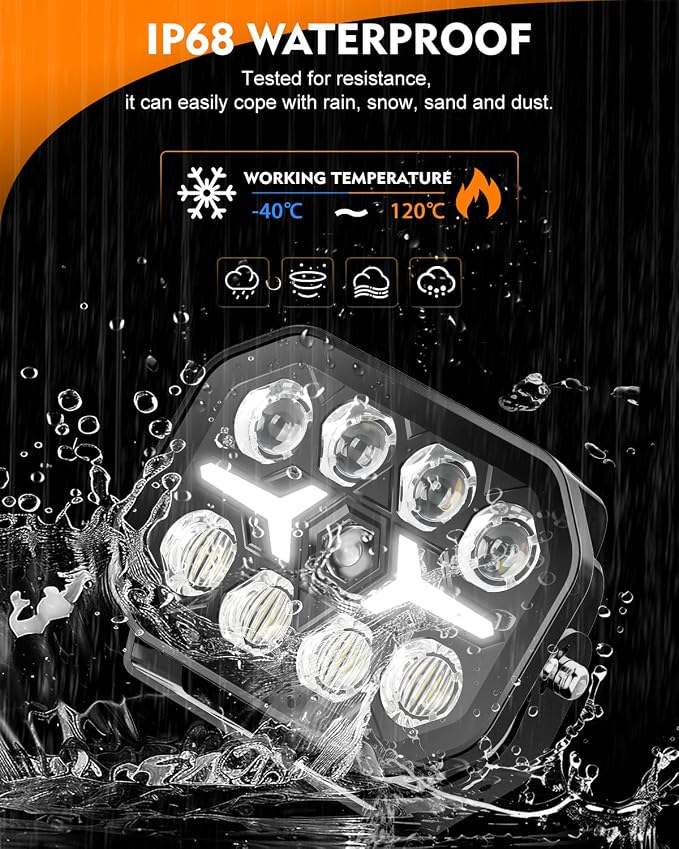 BraveWAY 2PCS 5x7IN LED Driving Lights 210W 45000LM LED Offroad Lights with White Amber DRL Spot Flood Combo Beam Light Pods Long Distance Output Work Light for Truck, 4WD, ATV, UTV, Pickup,Tractor