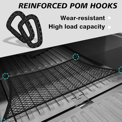 BestEvMod Cargo Mesh Net for Pickup Truck Bed Compatible with Tesla Cybertruck 2026 2025 2024 Accessories Mesh Extra Strong Hook Stretchable Trunk Organizer Cargo Net (Rear, Reinforced POM Hooks)