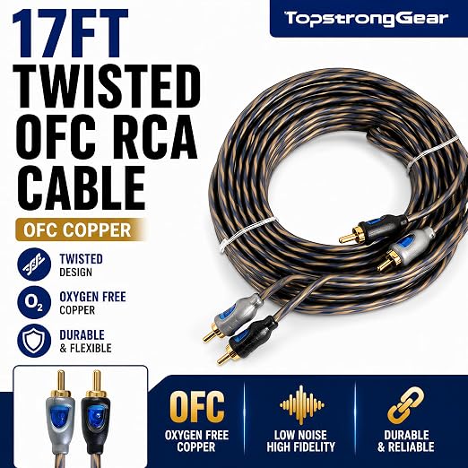 TOPSTRONGGEAR 8 Gauge Amp Kit CCA Car Audio Amplifier Wiring Kit with RCA Cables, 60A Fuse, 20ft Power Cable – 8 AWG Complete Amplifier Subwoofer Installation Kit for Car, Truck, Marine Stereo Systems