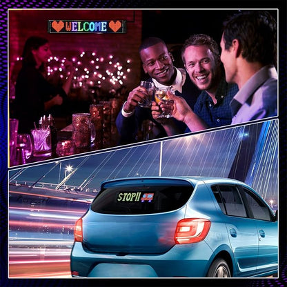 Programmable LED Car Sign | Message Scrolling LED Display for Indoor | Bluetooth APP | Custom Editor Animations/Text/Graffiti