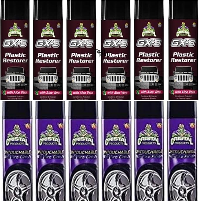Generic Set of 6 GX-3 Plastic Restorer and 6 Untouchable Wet Tire Shine Cristal Products