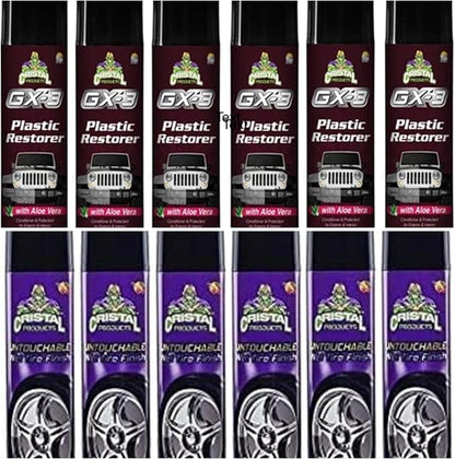 Generic Set of 6 GX-3 Plastic Restorer and 6 Untouchable Wet Tire Shine Cristal Products