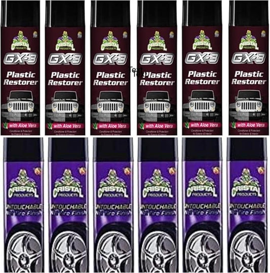 Generic Set of 6 GX-3 Plastic Restorer and 6 Untouchable Wet Tire Shine Cristal Products