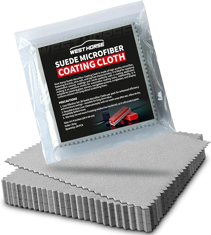Suede Cloths, 30 Count, 4 x 4 inches, Grey | for Applying and Leveling Coatings, Scratch-Free, Ultra Absorbent Microfiber