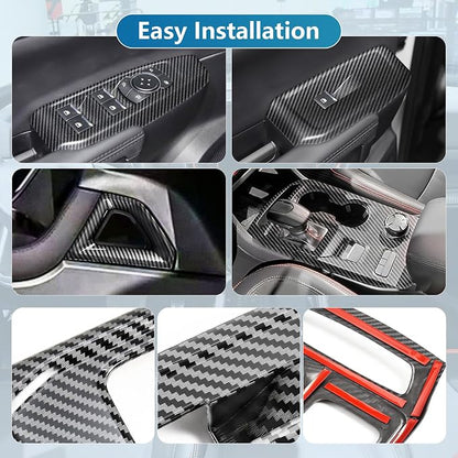 Central Control Gear Shift Panel Trim Cover Compatible with Ford Ranger Raptor 2024 2025, with Center Console Side Armrest Trim, Window Lift Switch Panel Cover