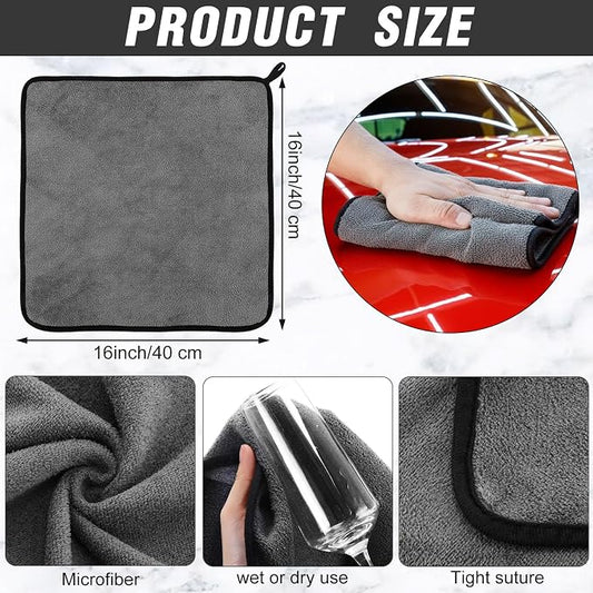 Tallew 18 Pcs Gray Microfiber Towels: 16"x16" Microfiber Drying Towels Bulk Micro Fiber Car Cleaning Cloth for Cars Drying Washing Polishing Cleaning Household Supplies