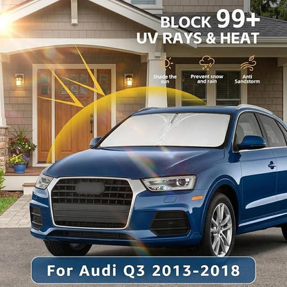 Windshield Sun Shade for Audi Q3 2013-2018 Sunshade Front Window Shade Custom Fit Q3 Accessories Sun Visor Foldable Shade Blocks UV Rays Accessories