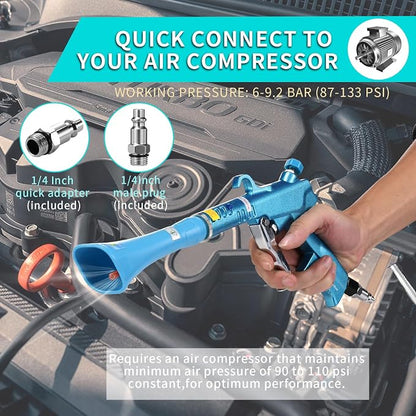 GOCCIDA Tornado Dry Car Cleaning Gun Detailing Interior Dryer Air Blow Gun for Car Detailing Air Gun Car Dust Cleaner Air Compressor Blower Gun with Nozzle and Auto Detailing Dusting Brush