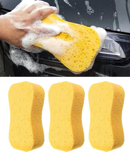 SCUARI 3PCS Car Wash Sponge,9.1 x 4.3 x 1.6 Inch Car Sponges for Washing,Car Accessories Large Sponges for Cleaning,Automotive Cleaning Supplies,Suitable for Most Cars,Boats,RVs,Motorbikes