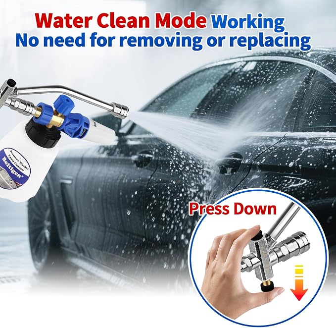 Pressure Washer Extension Wand Dual-Connector Tool, 1/4 Inch Quick Connect Switch Double Tip Attachment for Foam Cannon, Power Washer Extension Cleaner Accessory for Home, Boat and Car Washing