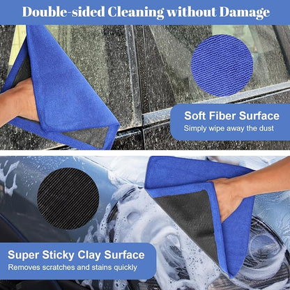 Clay Towel 2 Pack 12 x 12 Inch, Clay Bar Towel for Auto Detailing Microfiber Car Cloth Cleaner Automotive for Car Detailing