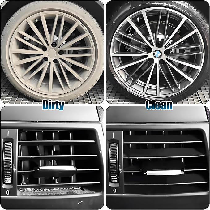 8Pcs Wheel Brush, Tire Brush, Wheel Cleaner Brush Set - 2 Soft Wheel Cleaning Brushes, Detailing Brush & Hard Tire Scrubber, Flexible and Durable Rim Cleaning Brush Kit for Wheels and Tires