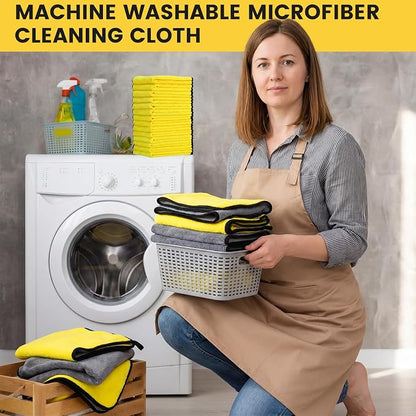 Tallew 80 Pcs Microfiber Towels:16"x16" Microfiber Drying Towels Bulk Micro Fiber Car Cleaning Cloth for Cars Drying Washing Polishing Office Windows Cleaning Household Supplies (Gray,Yellow)