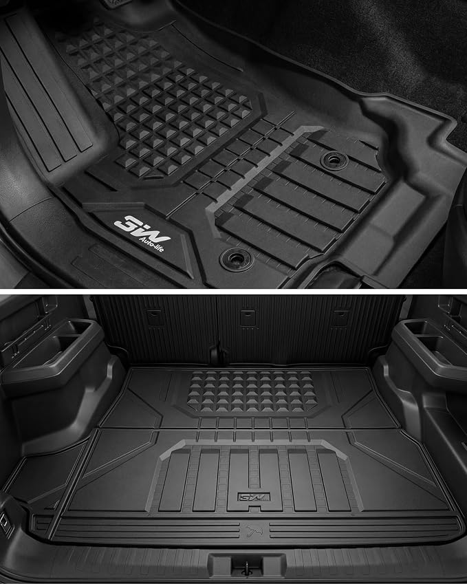 3W Floor Mats for Toyota 4Runner 2025 2026 5 Seats(Only fit Hybrid), All Weather TPE Custom Fit Floor Liner & Trunk Mat & 2nd Row Under Seat Mat & Backrest Mat for 4 Runner Full Set 7Pcs