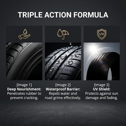 Tyre Nourish Cream, Restores Black Gloss Tire Wax Cream for Cars, Powerful Wheel Cleaning Refurbish Wax to Maintain Luster, UV Protection and Waterproof Formula for Car Tires