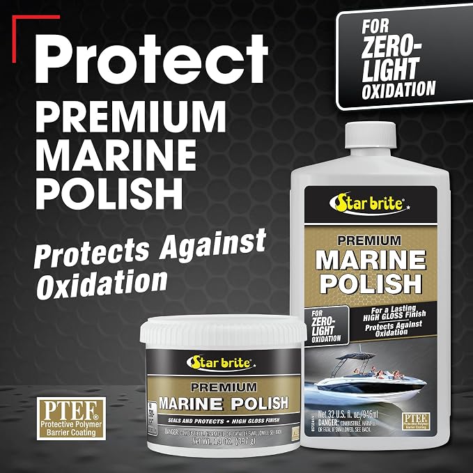 STAR BRITE Premium Marine Polish - Maximum UV Protection & High Gloss Finish - UV Inhibitors Stop Fading, Chalking & Oxidation While Repelling Water, Stains & Marine Deposits