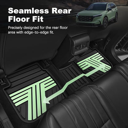 Floor Mats Fit for Honda CR-V 2026 2025 2024 2023 (Gasoline & Hybrid), All Weather Custom Fit Heavy Duty Anti-Slip Car Mats for CRV, 1st & 2nd Row Black & Green