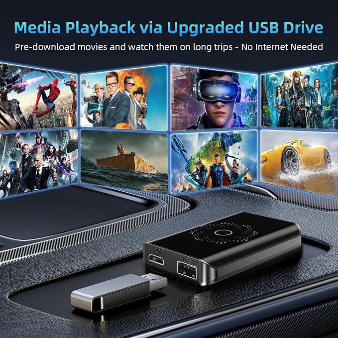 AI Box Wireless CarPlay & Auto Adapter - Plug & Play, Dual-Band WiFi, Bluetooth 5.4, 4K Video Support, Android 13.0 System, Compatible with Factory CarPlay & Android Auto （4GB RAM+32GB ROM）