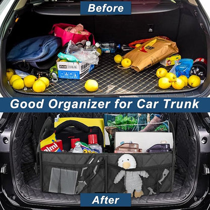 Deosk Car Trunk Organizer for SUV, Car Organizers and Storage with Reinforced Handles, Car Accessories for Women/Men 70L Waterproof Polyester Trunk Organizer(Large, Charcoal)