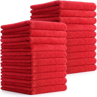 Tallew 15 Pcs Car Microfiber Towels Buffing Drying Wash Cleaning Cloths Plush Large Towels Thick Care Polishing Detailing Waxing Scratch Proof Towel, 15.75 x 15.75 Inch (Red)