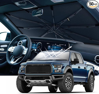 [2026 Upgrade] FLORICH Windshield Sunshade Umbrella Foldable Car Windshield Sun Shade Cover Protect Interior from UV Keep Car Cooler Foldable Large(61" L x 33" W)