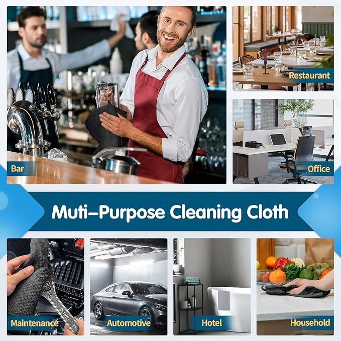 FIXSMITH Black Microfiber Cleaning Cloth -Pack of 50, Highly Absorbent Cleaning Rags, 16"X12" All Purpose Cleaning Towels for Housekeeping, Kitchen, Car, Lint Free and Reusable Microfiber Towels