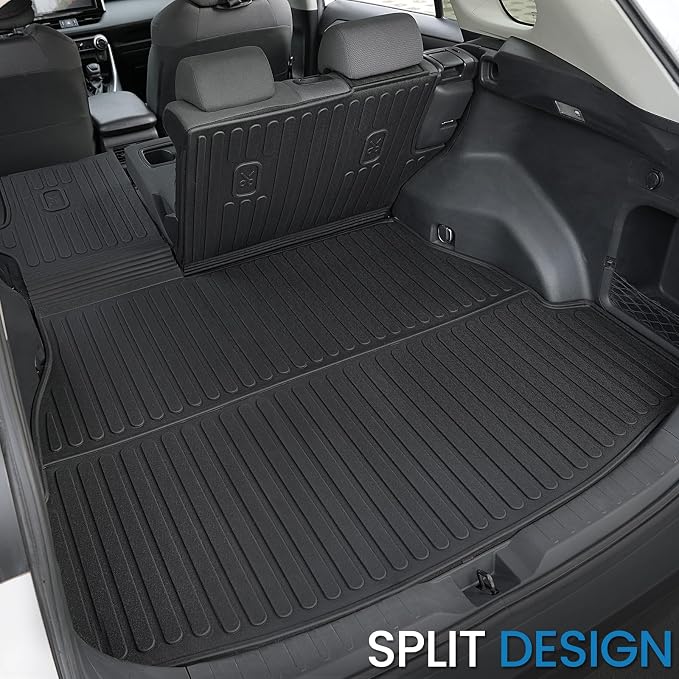 Floor Mats Set for Toyota RAV4 2019-2025 (Both for Gas & Hybrid), Extra Door Sill Guards, All Weather TPE Cargo Mat Backrest Mat Cargo Liner Car Accessories