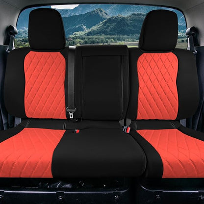 FH Group Custom Fit Car Seat Covers Specifically Made for 2022-2026 Nissan Frontier, Rear Set Red Ultraflex Neoprene Waterproof Automotive Seat Covers for Pickup Truck, Nissan Accessories