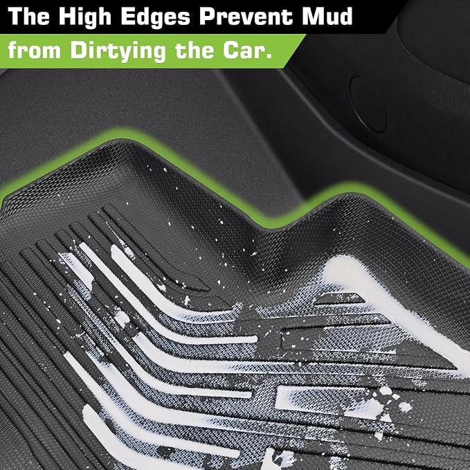 Floor Mats for GMC Acadia 6 Passenger 2017-2023, TPE Waterproof Non-Slip All Weather Protection Custom, Floor Mats & Cargo Liner & Seatback Mat