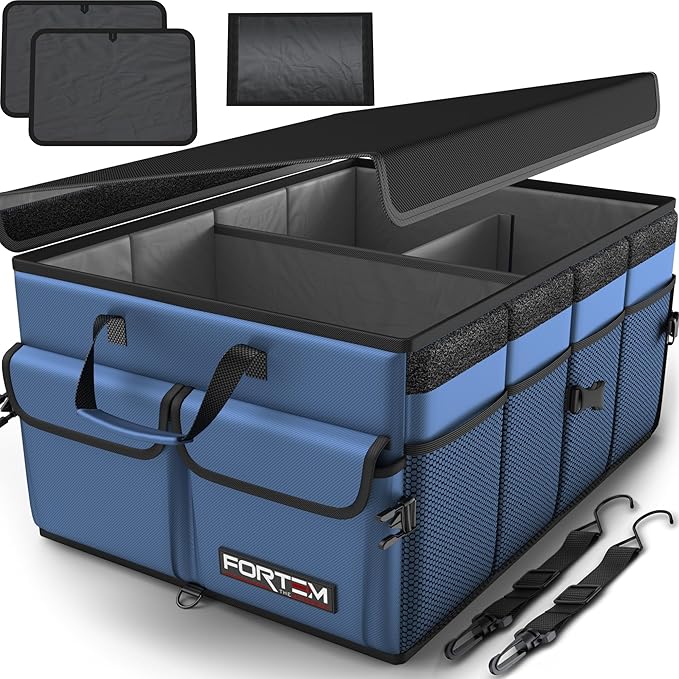 FORTEM Trunk Organizer For SUV Car Trunk Organizer, Foldable Storage, Car Accessories for Women Men, Collapsible Bag, 600D Oxford, Non Slip Bottom, Straps, Soft Cover (65L)