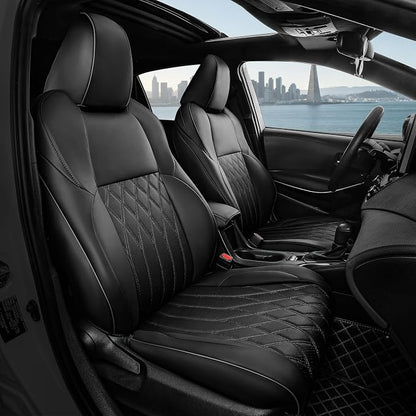 FREESOO Custom Seat Covers for Toyota RAV4 2019-2025 Hybrid SE/XSE 2021-2024 Prime SE/XSE 2025 PHEV, RAV4 Leather Car Seat Covers Interior, RAV 4 SUV Accessories Full Set, Black