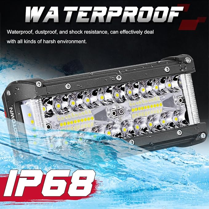 OFFROADTOWN 7inch LED Light Bars LED Pods Off Road Fog Driving Lights Side Shooter Cube with Black Red Blue Side Cover for Truck ATV UTV Motorcycle Pickup Boat