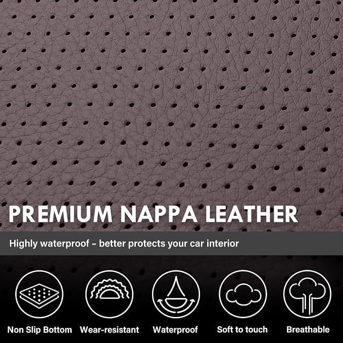 Coverado Chevy Silverado Seat Covers, Leather Car Seat Covers Custom Fit for Chevy Silverado GMC Sierra 2014-2018 1500, 2015-2019 2500HD 3500HD (Full Set, Brown)