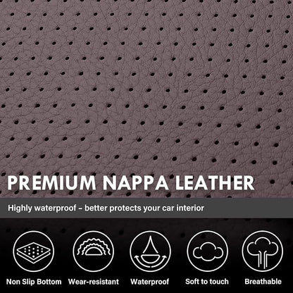 Coverado Chevy Silverado Seat Covers, Leather Car Seat Covers Custom Fit for Chevy Silverado GMC Sierra 2014-2018 1500, 2015-2019 2500HD 3500HD (Full Set, Brown)