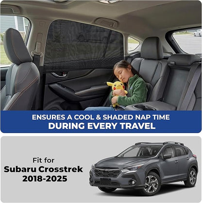 EcoNour Car Window Screen for Subaru Crosstrek (2018–2025) 2 Pack | Breathable Mesh Camping Window Covers | 100% Protection from Bugs, Mosquito & UV | Baby Safe Privacy Blackout Net | Car Accessories